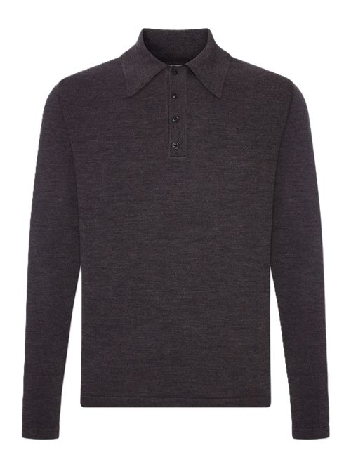 Polo a maniche lunghe in lana Lemaire | TS0031LK1072BK992 CARBON